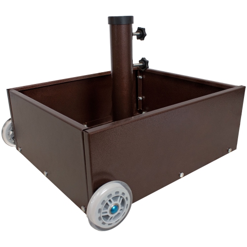 Sunnydaze Outdoor Umbrella Base with Fillable Planter and Wheels - Bronze