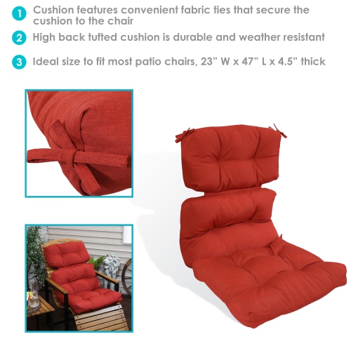 Sunnydaze Indoor/Outdoor Olefin Tufted High-Back Chair Cushion - Red