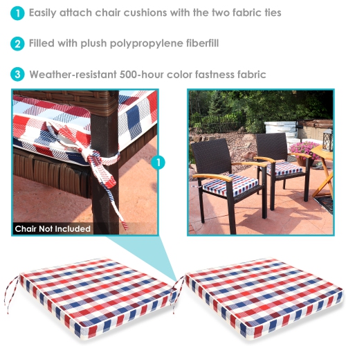 Sunnydaze Outdoor Square Seat Cushion - 17 in - Americano - Set of 2