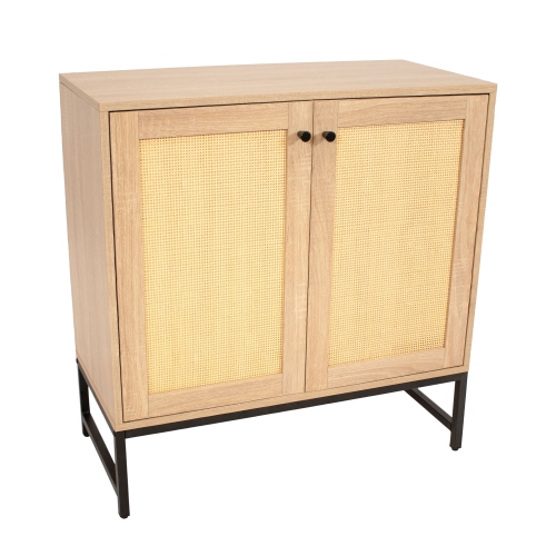 SUNNYDAZE DECOR  Sunnydaze 2-Door Mdf Accent Cabinet With Shelf/rattan Doors - Oak