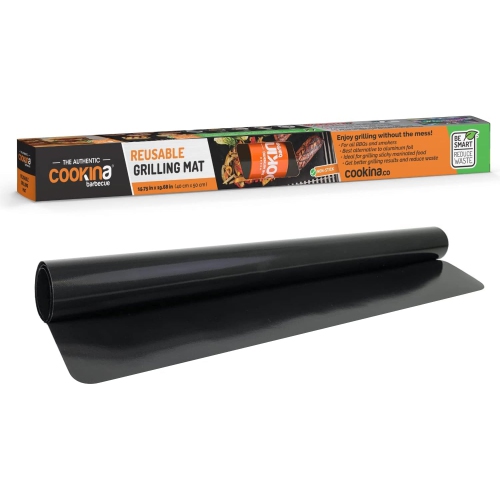 Cookina - Reusable Grilling Mat for BBQ, Non-Stick, Easy to Clean, Black