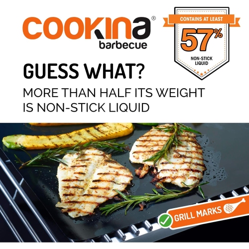 Cookina - Reusable Grilling Mat for BBQ, Non-Stick, Easy to Clean, Black