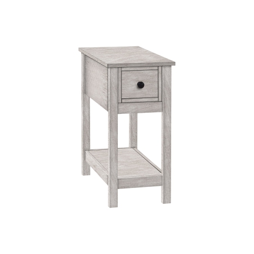MONARCH SPECIALTIES  I 3963 - Accent Table, End, Side Table, 2 Tier, Narrow, Bedroom, Lamp, Storage Drawer Veneer, Transitional In Grey