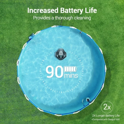 Nettoyeur de piscine robotique sans fil Seagull se | 90&nbsp;Min Runtime, voyant DEL, stationnement automatique - Gris