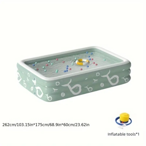 Luxury Spacious Deluxe Inflatable Pool Set | Slide, Sunshade, Foot Pump & Repair Kit - Large Size 103.15" X 68.9" X 23.62"