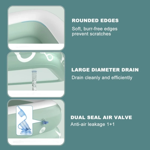 Luxury Spacious Deluxe Inflatable Pool Set | Slide, Sunshade, Foot Pump & Repair Kit - Large Size 103.15" X 68.9" X 23.62"