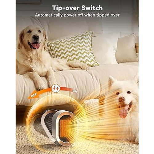 QQT 23 x 16.3 x 14.5 cm Space Heater 1200W PTC Space Heater for Indoor Use Quiet Desk Heater for Office Energy Saving Bathroom Heater Dark Black