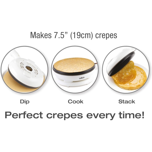 Salton Cordless Crepe Maker & Tortilla Maker - With Bonus Batter Dish & Spatula, Non-Stick Cooking Surface & Automatic Temperature Control for 7.5"