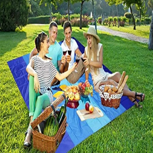 Waterproof Sandproof Beach Mat for 1-3 Adults | Quick-Drying Picnic Mat for Travel, Camping, Hiking 83" x 79"