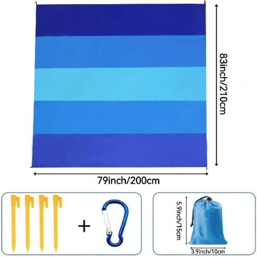 Waterproof Sandproof Beach Mat for 1-3 Adults | Quick-Drying Picnic Mat for Travel, Camping, Hiking 83" x 79"