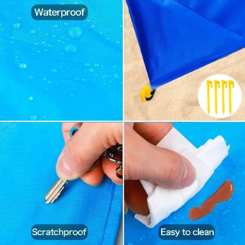 Waterproof Sandproof Beach Mat for 1-3 Adults | Quick-Drying Picnic Mat for Travel, Camping, Hiking 83" x 79"
