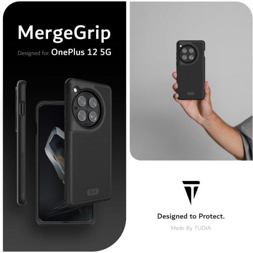TUDIA MergeGrip OnePlus 12 Case Military Grade - Matte Black