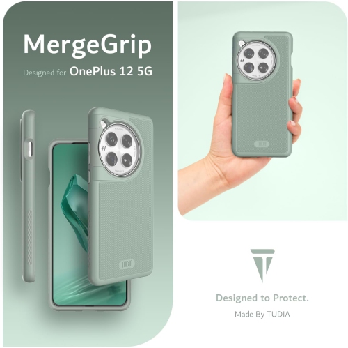 TUDIA MergeGrip Designed for OnePlus 12 Case Dual Layer - Green Lily