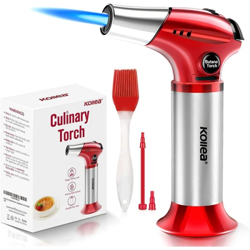 KOLLEA  ‎10.01 X 5.51 X 15.49 Cm Butane Torch Kitchen Blow Torch Refillable Cooking Torch Lighter ‎a In Red