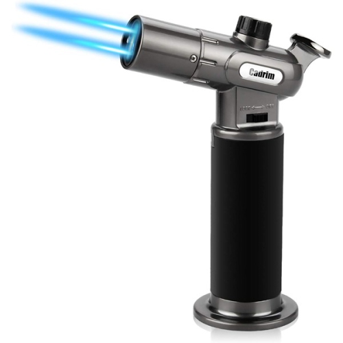 CADRIM  ‎16 X 12 X 4 Cm Double Fire Cooking Torch Lighter Refillable Professional Kitchen Torch With Adjustable Flame In Black