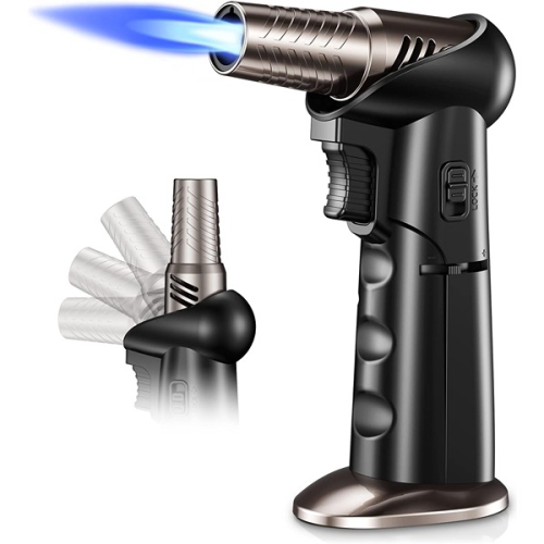 UIVABY  ‎9.8 X 5.4 X 15.8 Cm Butane Torch, Refillable Kitchen Torch Lighter \w Adjustable Nozzle And Flame, Cooking Blow Torch \w Safety Lock Matte