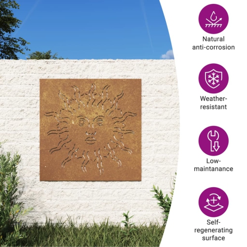 Décoration murale de jardin vidaXL 55 x55 cm Corten en acier design solaire