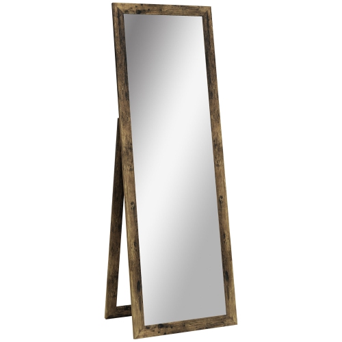 HOMCOM – Miroir pleine longueur 58 x 20 po, miroir au sol, miroir rectangulaire à corps complet pour chambre à coucher, salon, brun rustique