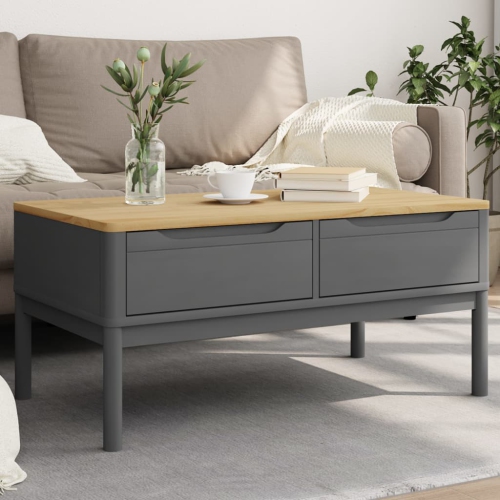 vidaXL Coffee Table FLORO Grey 99x55.5x45 cm Solid Pine Wood