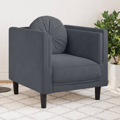 VIDAXL  Sofa Chair With Cushion Dark Grey Velvet