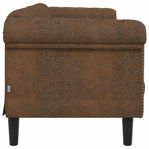 vidaXL Sofa 3-Seater Brown Faux Suede Leather