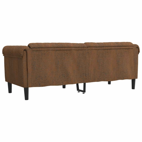 vidaXL Sofa 3-Seater Brown Faux Suede Leather
