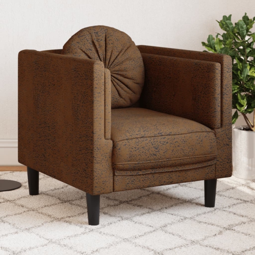 VIDAXL  Sofa Chair With Cushion Brown Faux Suede Leather