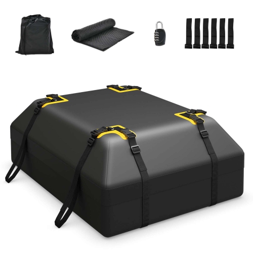 COSTWAY  Goplus 15 Cu.ft Car Roof Bag 100% Waterproof Roof Top Luggage Bag for All Vehicles