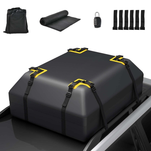 Goplus 15 Cu.Ft Car Roof Bag 100% Waterproof Roof Top Luggage Bag for All Vehicles