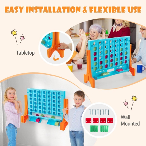Costway Wall Mounted or Tabletop Giant 4 in a Row Jumbo 4-to-Score Connect Game Set