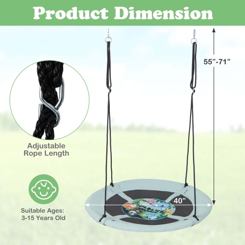 Goplus 40'' Flying Saucer Tree Swing Indoor Outdoor Play Set Kids Christmas Gift