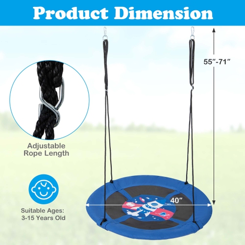 Goplus 40'' Flying Saucer Tree Swing Indoor Outdoor Play Set Kids Christmas Gift