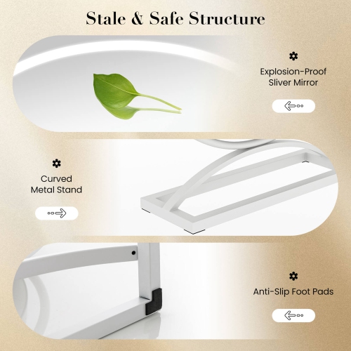 Miroir de maquillage rond de 16 po avec éclairage 3 couleurs à intensité réglable et commandes tactiles de Costway - Noir-doré-blanc