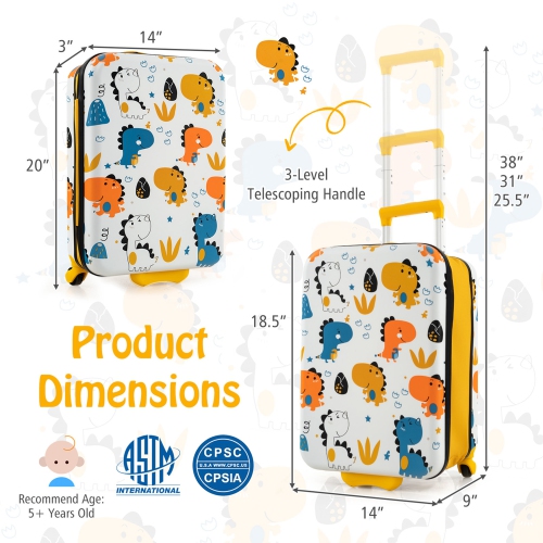 Bagage de cabine rigide pliable à roulettes pour enfants de 20 po de Costway sur roues pour enfants