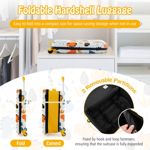 Bagage de cabine rigide pliable à roulettes pour enfants de 20 po de Costway sur roues pour enfants