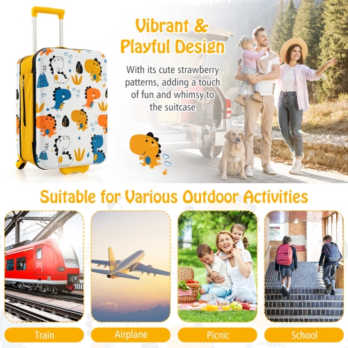 Bagage de cabine rigide pliable à roulettes pour enfants de 20 po de Costway sur roues pour enfants