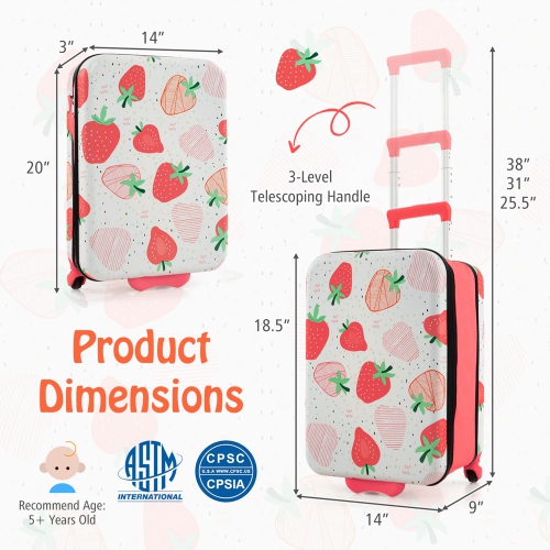 Costway 20" Kids Rolling Luggage Foldable Hardshell Carry-on Suitcase on Wheels Children