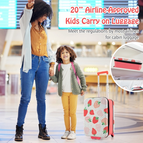 Costway 20" Kids Rolling Luggage Foldable Hardshell Carry-on Suitcase on Wheels Children