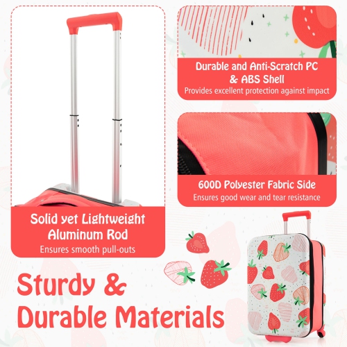 Costway 20" Kids Rolling Luggage Foldable Hardshell Carry-on Suitcase on Wheels Children