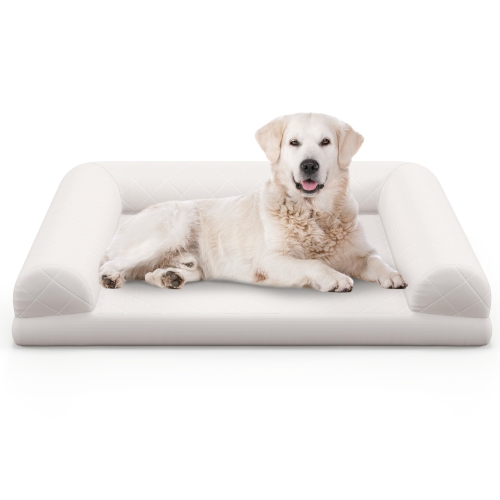 Costway Orthopedic Dog Bed Medium Small Dogs with 3-Side Bolster Non-Slip Bottom Zippers
