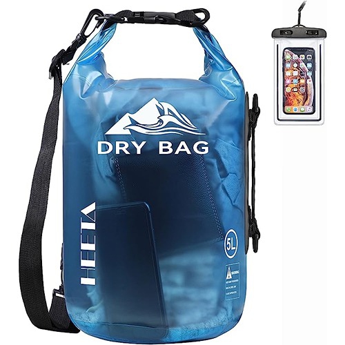 Image 1 de 6.. Sac étanche/étanche HEETA 5&nbsp;L pour femme sac de rangement léger et enroulable pour hommes avec étui téléphone pour voyage - Bleu