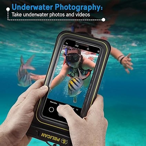 Étui étanche flottant pour téléphone Pelican 2 Marine IP68 de Case-Mate avec cordon amovible - Paquet de 2 - Noir/Jaune haute visibilité