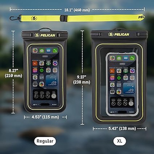 Étui étanche flottant pour téléphone Pelican 2 Marine IP68 de Case-Mate avec cordon amovible - Paquet de 2 - Noir/Jaune haute visibilité