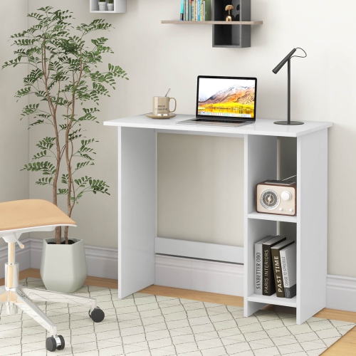 Costway Small Computer Desk with Storage Modern Writing Desk with Adjustable Shelf