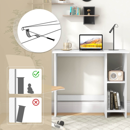 Costway Small Computer Desk with Storage Modern Writing Desk with Adjustable Shelf