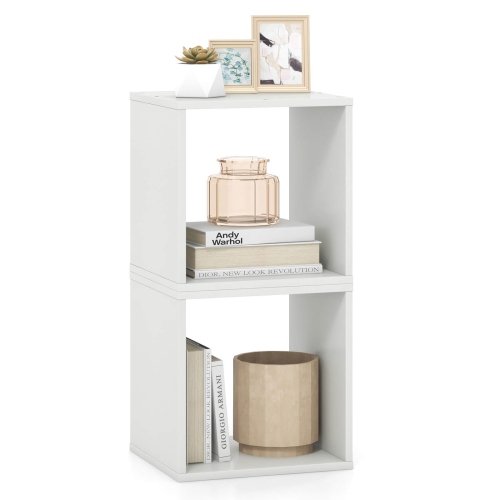 Costway 2PCS Stackable Storage Cube Free-standing Storage Organizer Bookcase for Bedroom