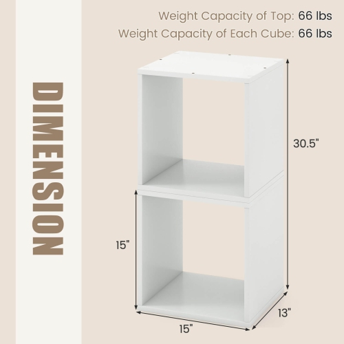 Costway 2PCS Stackable Storage Cube Free-standing Storage Organizer Bookcase for Bedroom