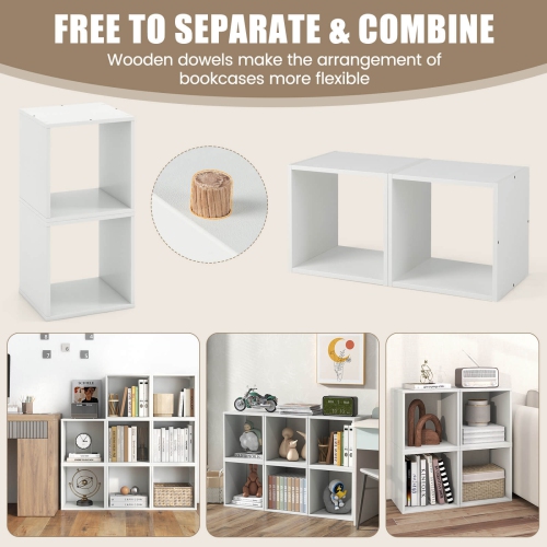 Costway 2PCS Stackable Storage Cube Free-standing Storage Organizer Bookcase for Bedroom