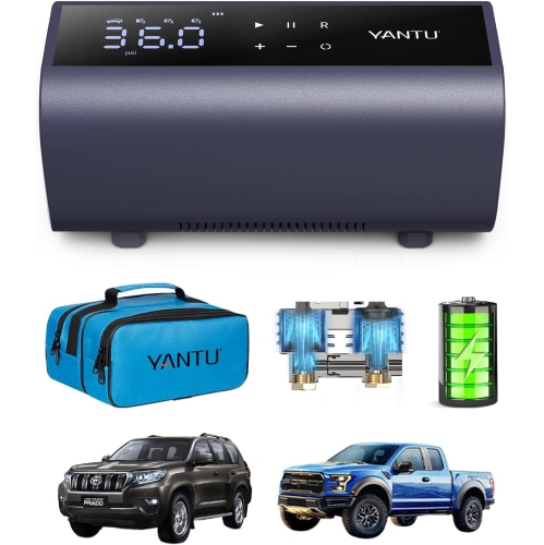 YANTU  Portable Air Compressor Heavy Duty Dual Cylinder Tire Inflator, Dc 12V