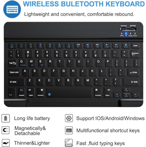 Keyboard Case for Samsung Galaxy Tab S6 Lite 10.4'' - Detachable Wireless Keyboard, Smart Cover with S Pen Holder (Black)